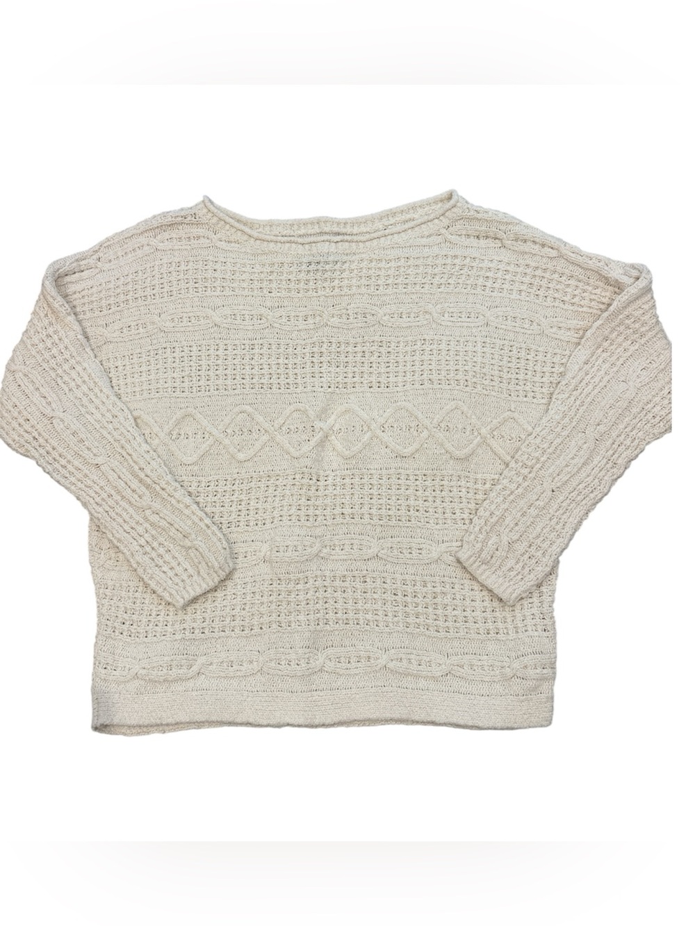 Abercrombie & Fitch Cream Cable Knit cowl neck Sweater size Large